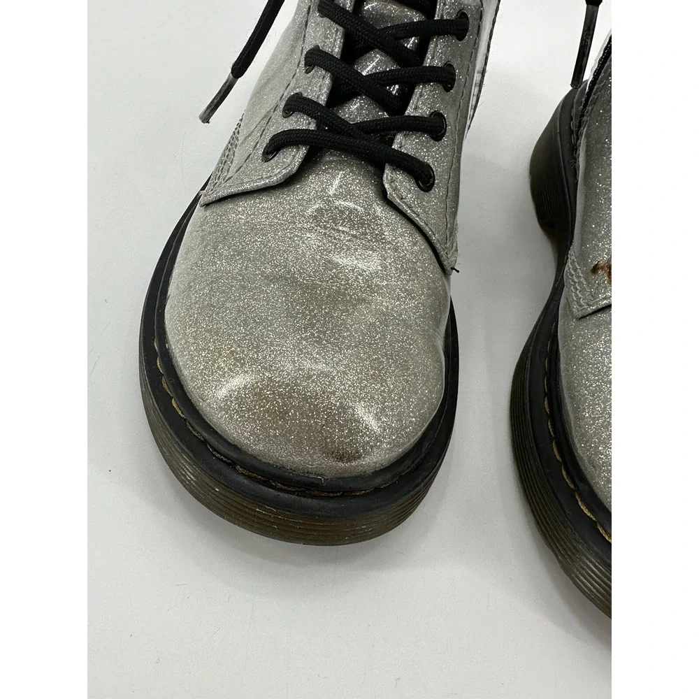 Dr Martens Boots‎ 1460 Glitter J Junior Girls Size 3 Silvery Gray Chunky Combat